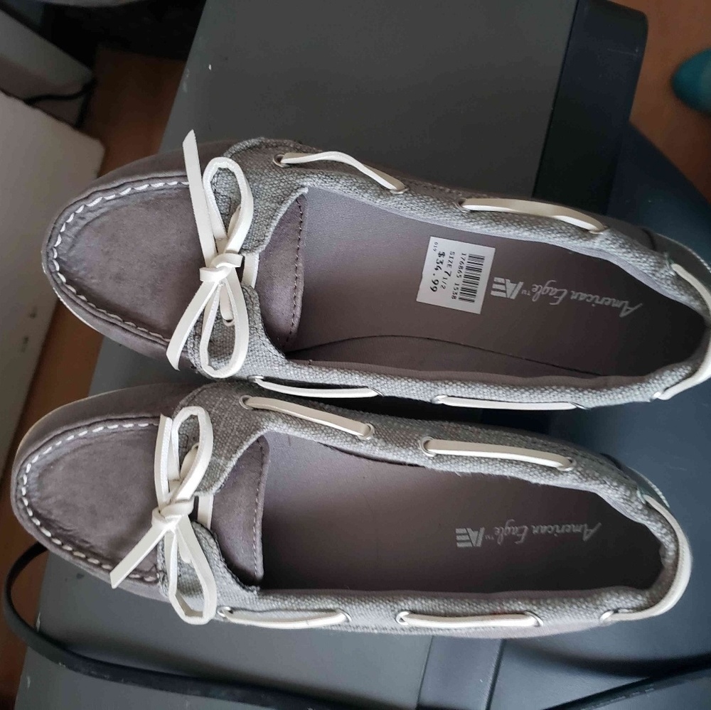 American eagle grey moccasins
